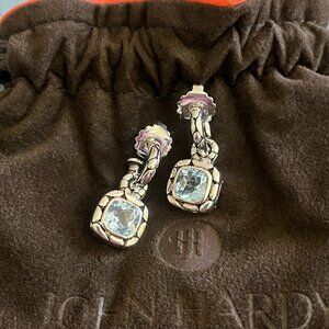 John Hardy Batu Kali Blue Topaz & Sterling Silver Drop Earrings